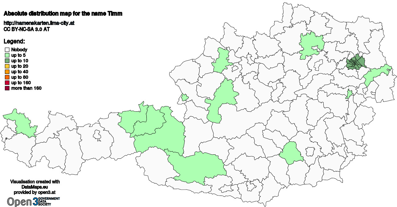 Absolute Distribution maps for surname Timm