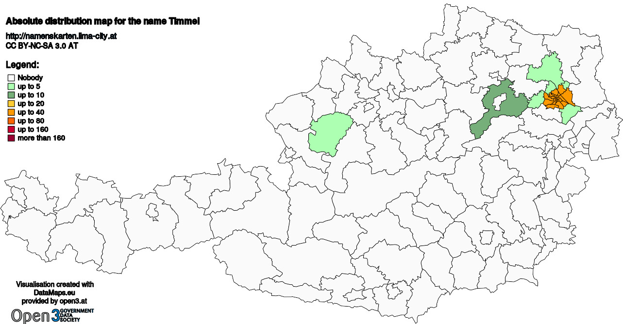 Absolute Distribution maps for surname Timmel