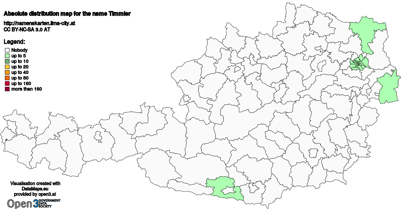 Absolute Distribution maps for surname Timmler