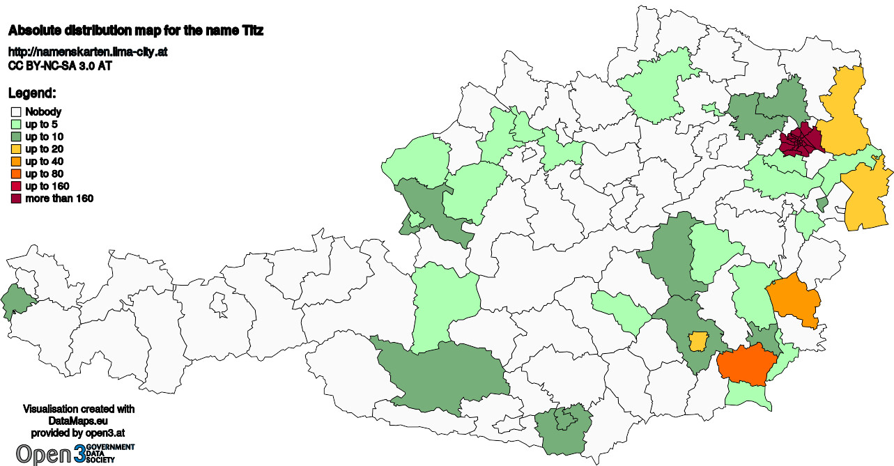 Absolute Distribution maps for surname Titz