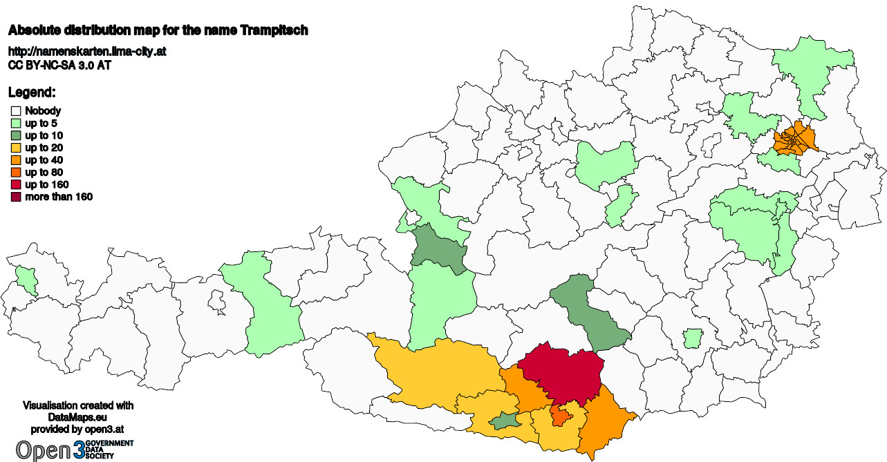 Absolute Distribution maps for surname Trampitsch