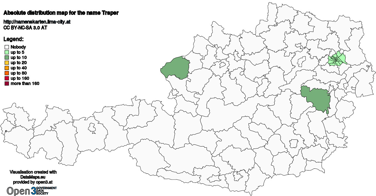 Absolute Distribution maps for surname Traper