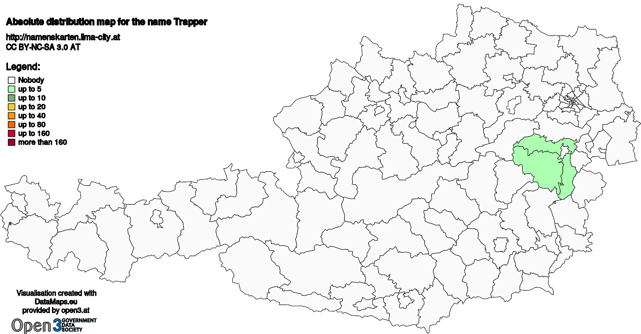 Absolute Distribution maps for surname Trapper