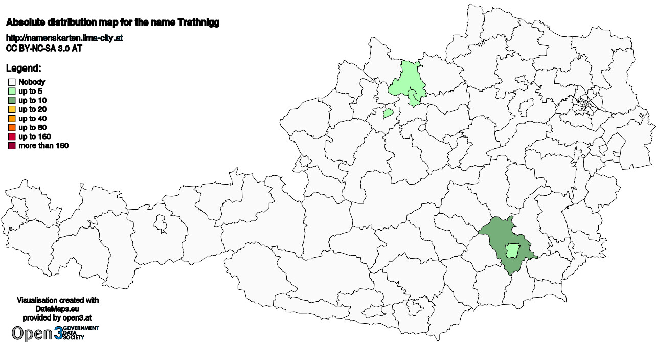 Absolute Distribution maps for surname Trathnigg