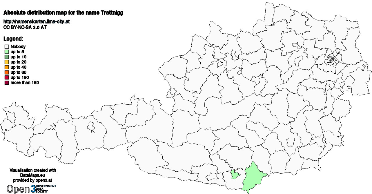 Absolute Distribution maps for surname Trattnigg