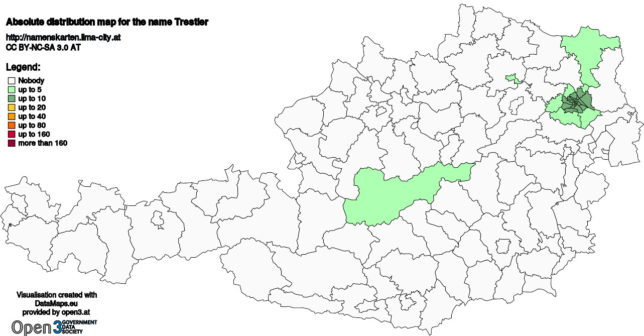 Absolute Distribution maps for surname Trestler