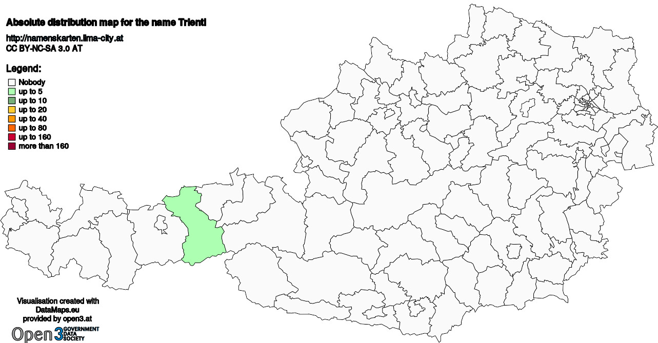 Absolute Distribution maps for surname Trientl