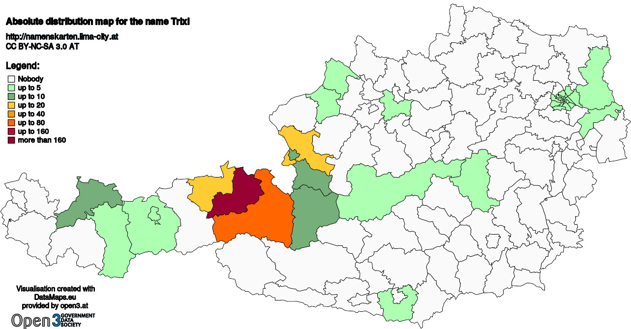 Absolute Distribution maps for surname Trixl