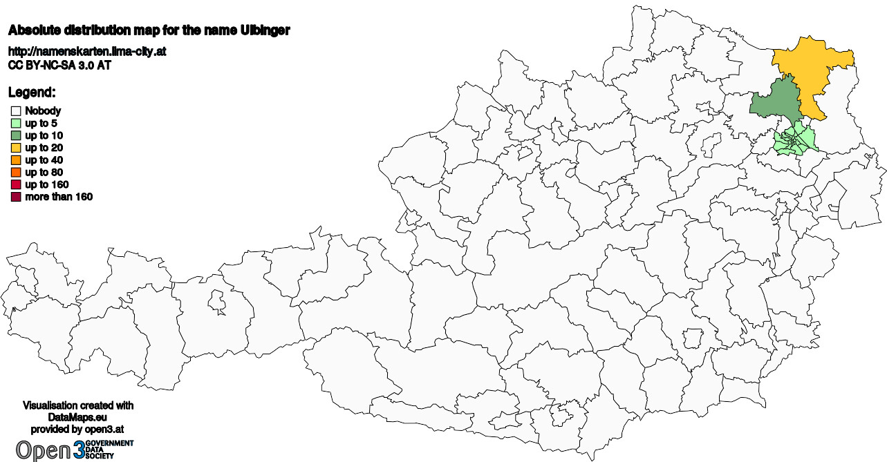 Absolute Distribution maps for surname Ulbinger