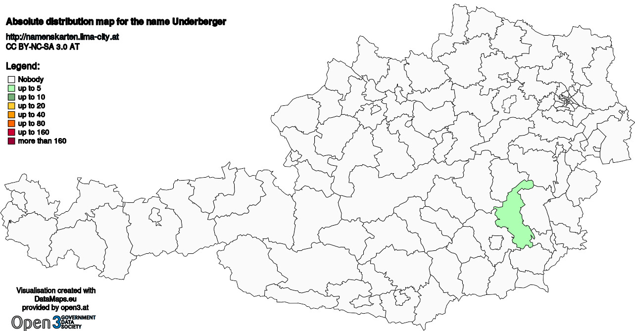 Absolute Distribution maps for surname Underberger
