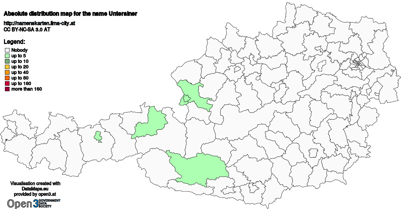 Absolute Distribution maps for surname Unterainer