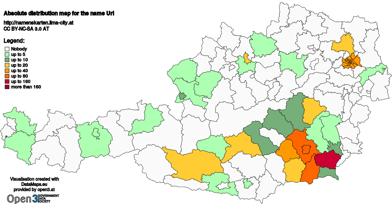 Absolute Distribution maps for surname Url