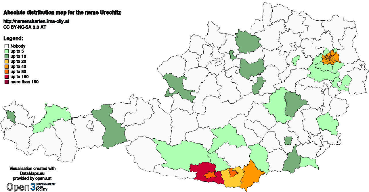 Absolute Distribution maps for surname Urschitz