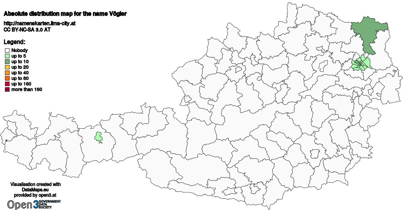 Absolute Distribution maps for surname Vögler