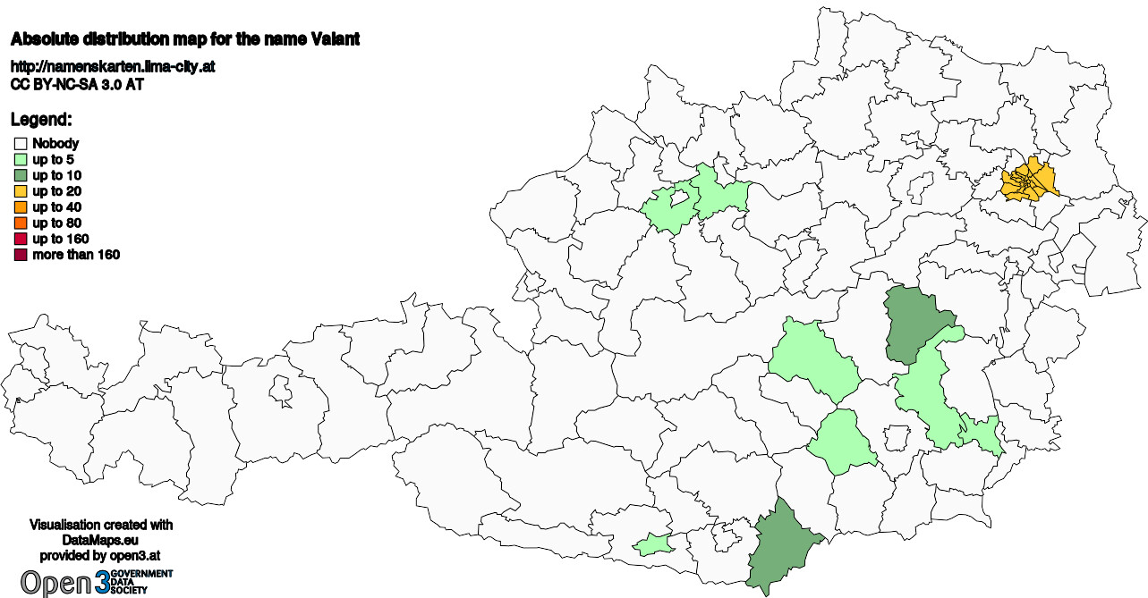 Absolute Distribution maps for surname Valant