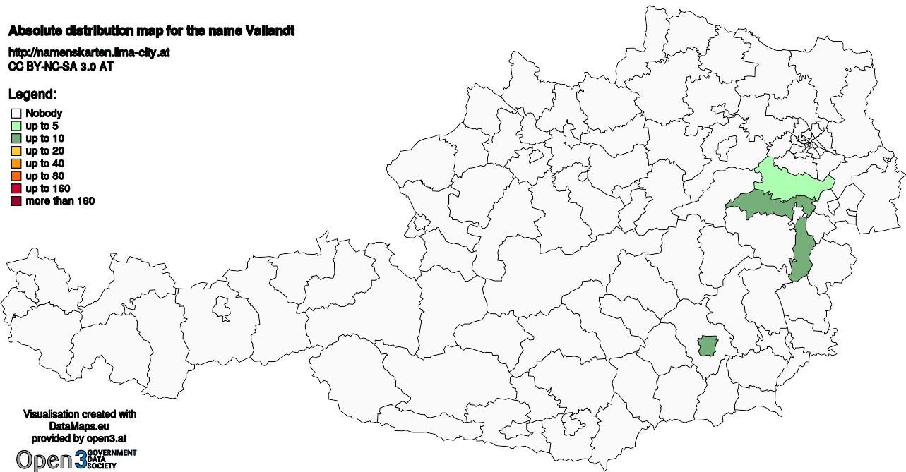 Absolute Distribution maps for surname Vallandt