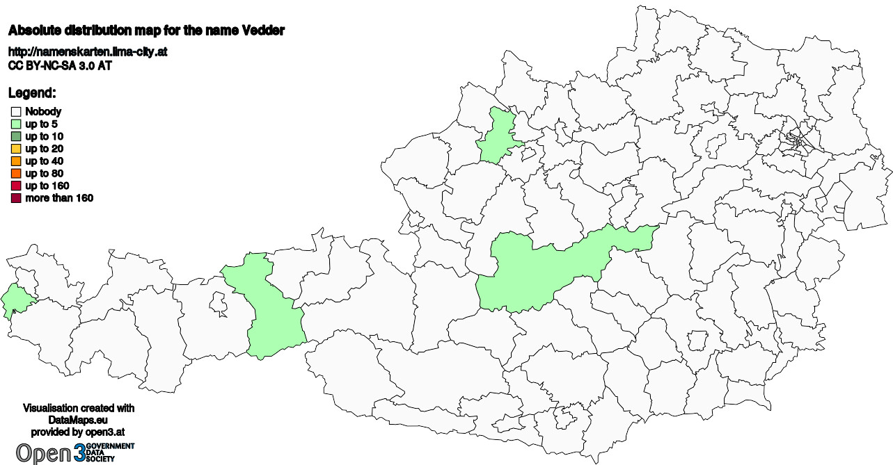 Absolute Distribution maps for surname Vedder