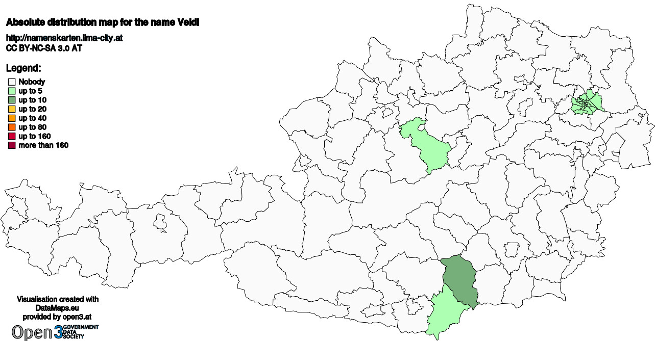 Absolute Distribution maps for surname Veidl