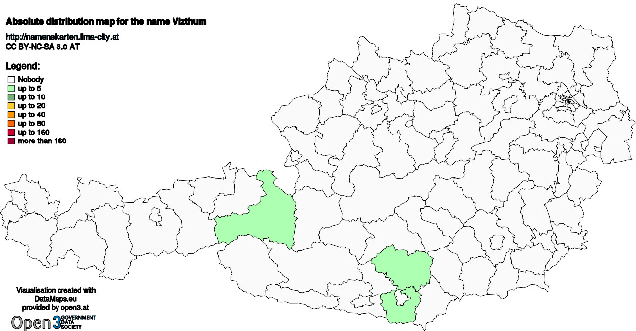 Absolute Distribution maps for surname Vizthum