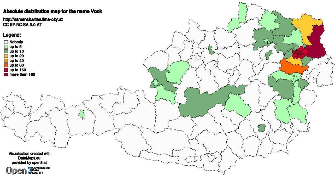 Absolute Distribution maps for surname Vock