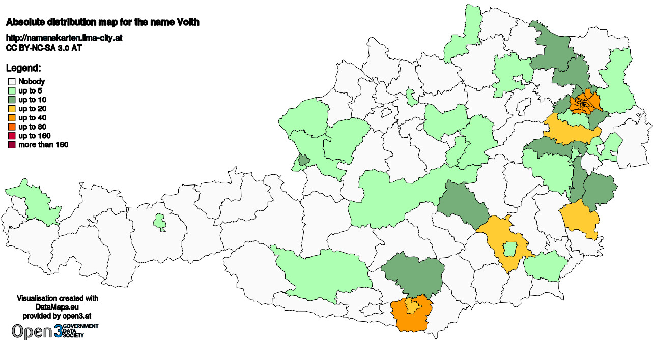 Absolute Distribution maps for surname Voith