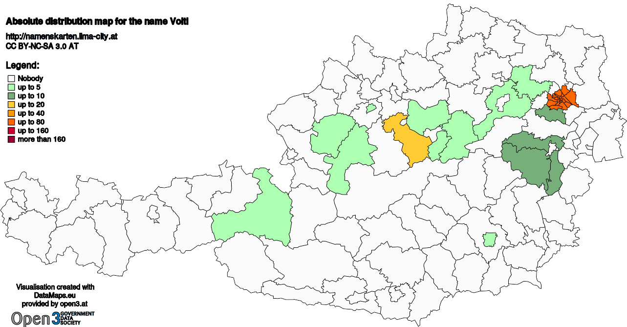 Absolute Distribution maps for surname Voitl