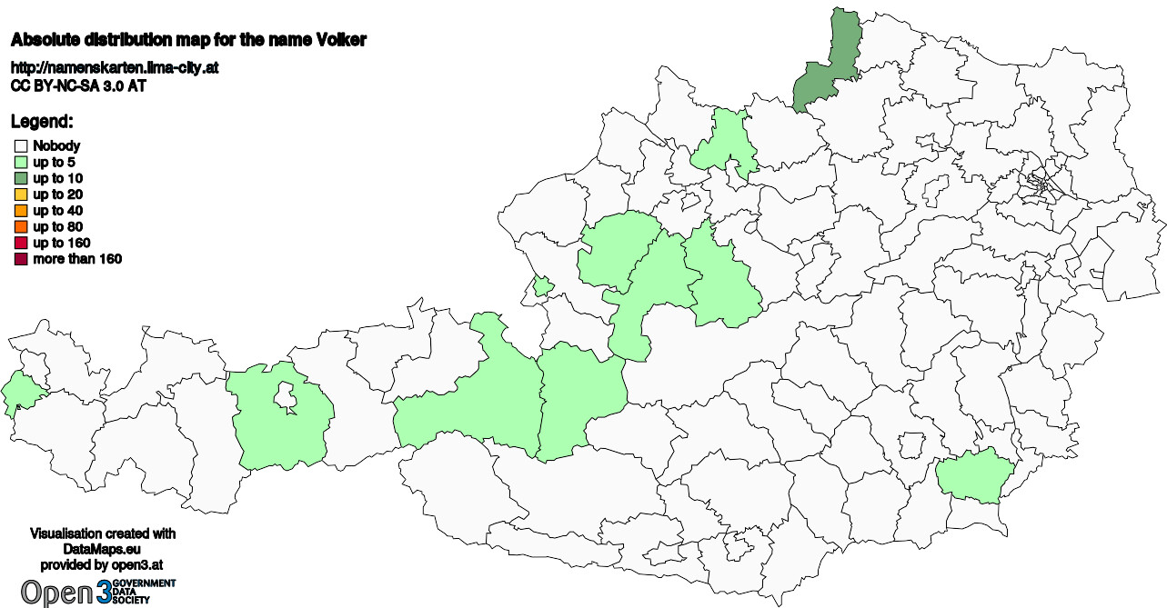 Absolute Distribution maps for surname Volker