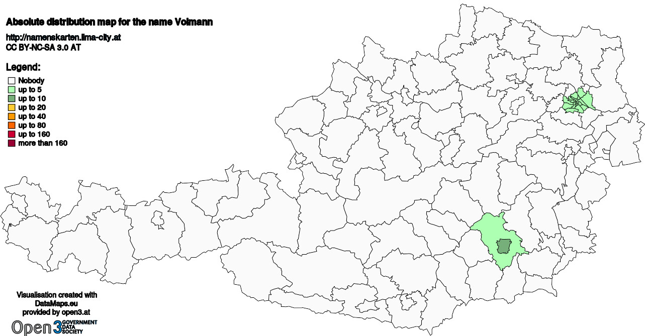 Absolute Distribution maps for surname Volmann