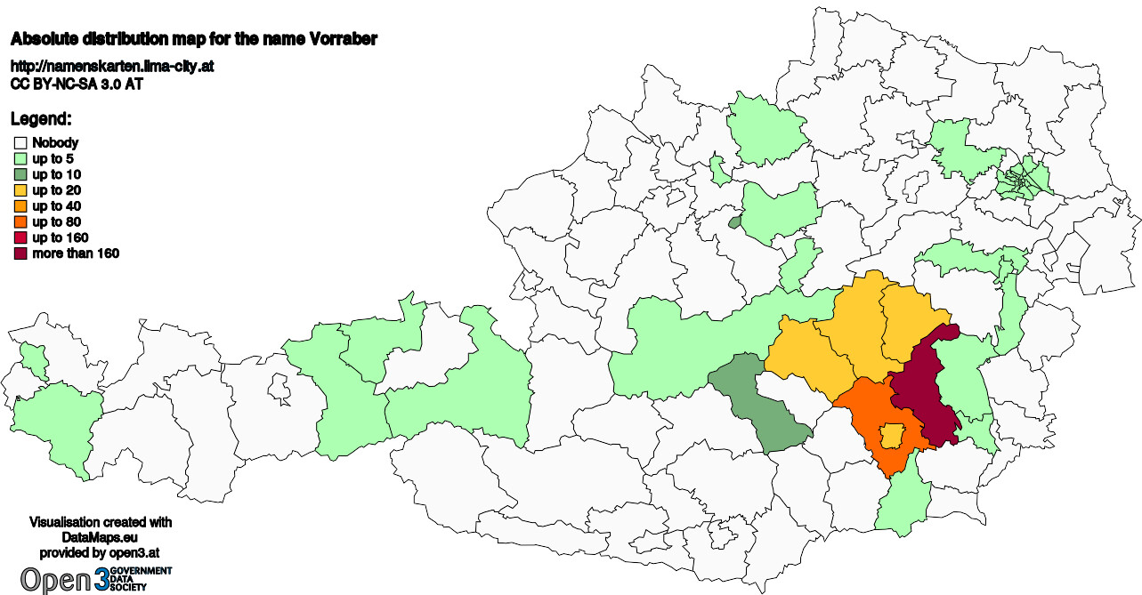 Absolute Distribution maps for surname Vorraber