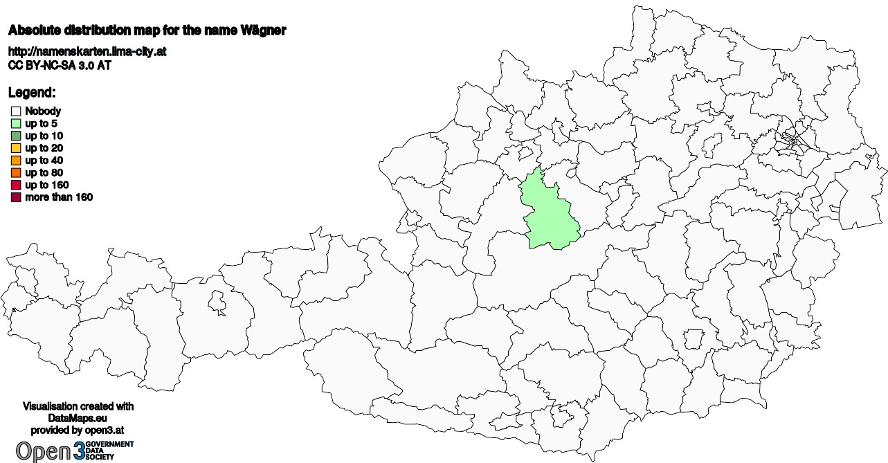 Absolute Distribution maps for surname Wägner