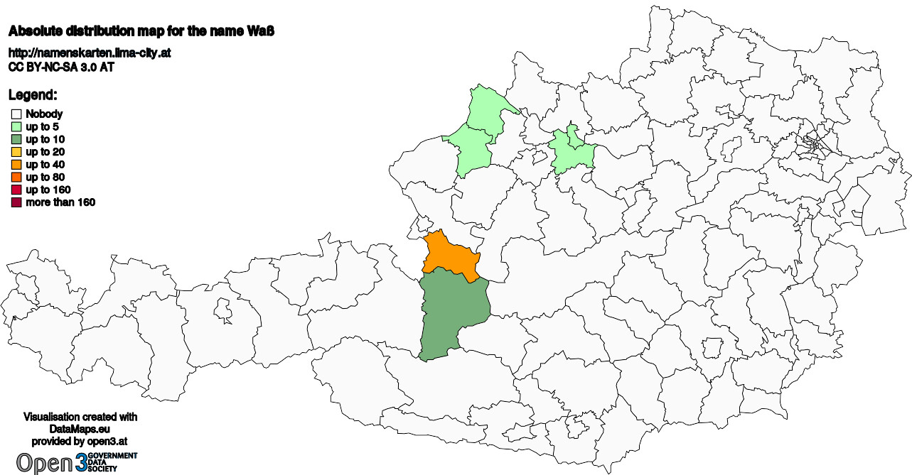 Absolute Distribution maps for surname Waß