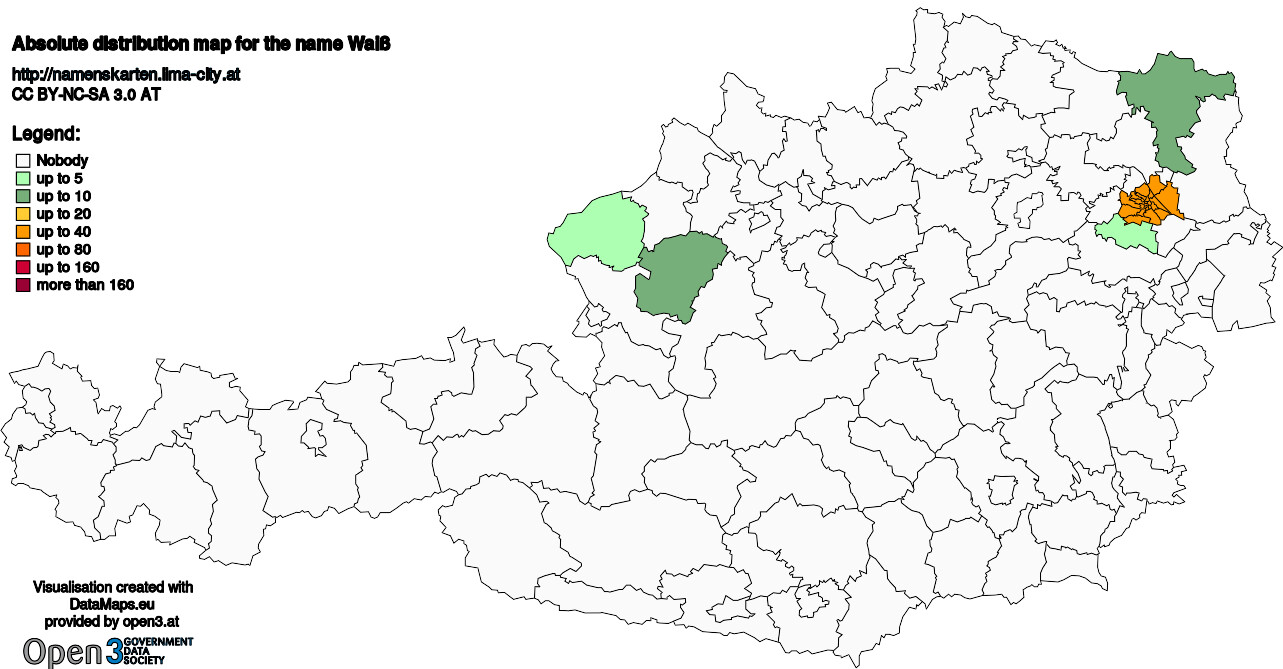 Absolute Distribution maps for surname Waiß