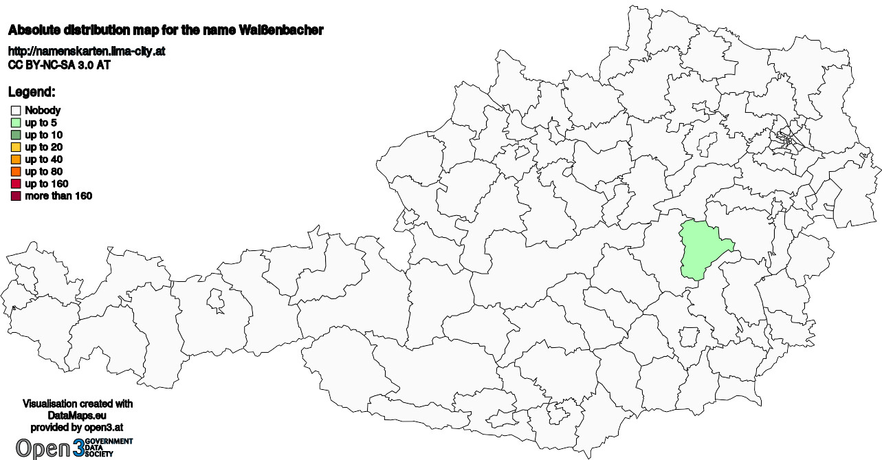 Absolute Distribution maps for surname Waißenbacher