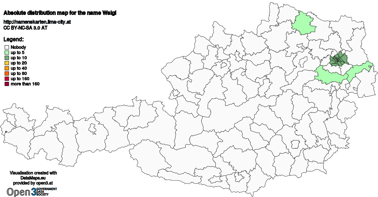 Absolute Distribution maps for surname Waigl