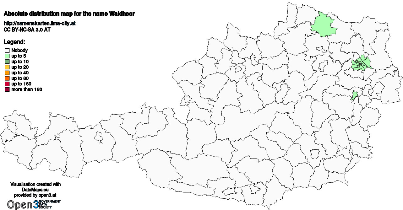 Absolute Distribution maps for surname Waldheer