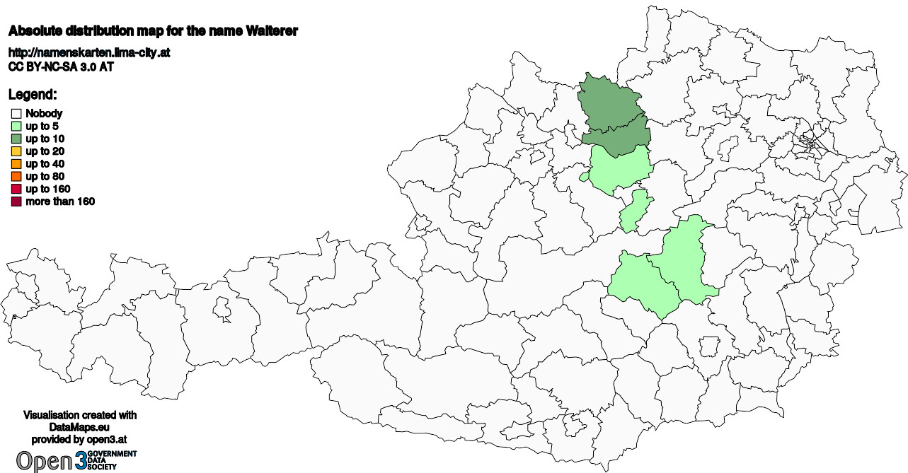 Absolute Distribution maps for surname Walterer