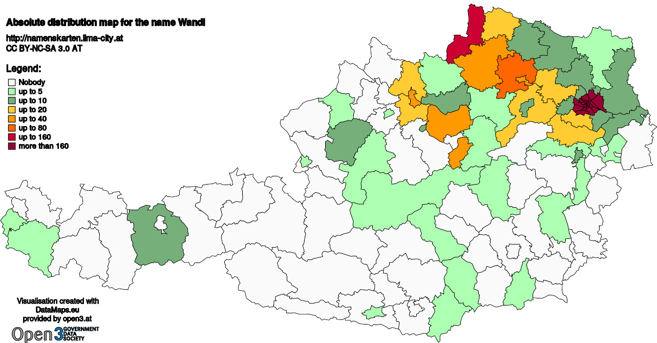 Absolute Distribution maps for surname Wandl