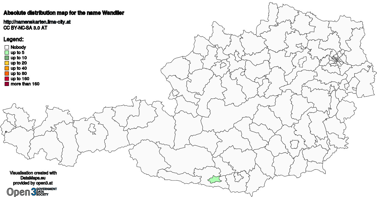 Absolute Distribution maps for surname Wandller