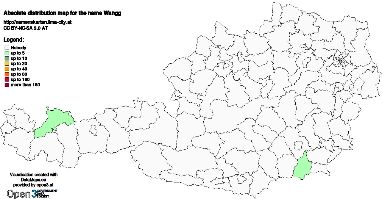 Absolute Distribution maps for surname Wangg