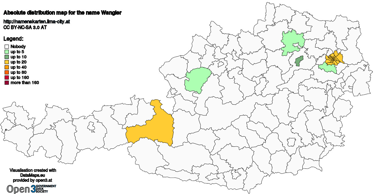 Absolute Distribution maps for surname Wangler