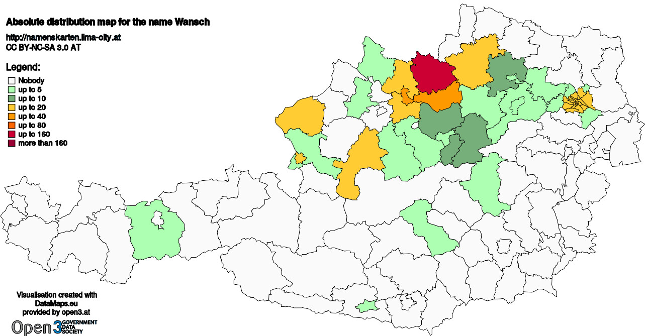 Absolute Distribution maps for surname Wansch