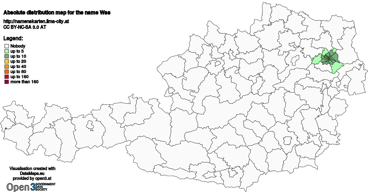 Absolute Distribution maps for surname Was