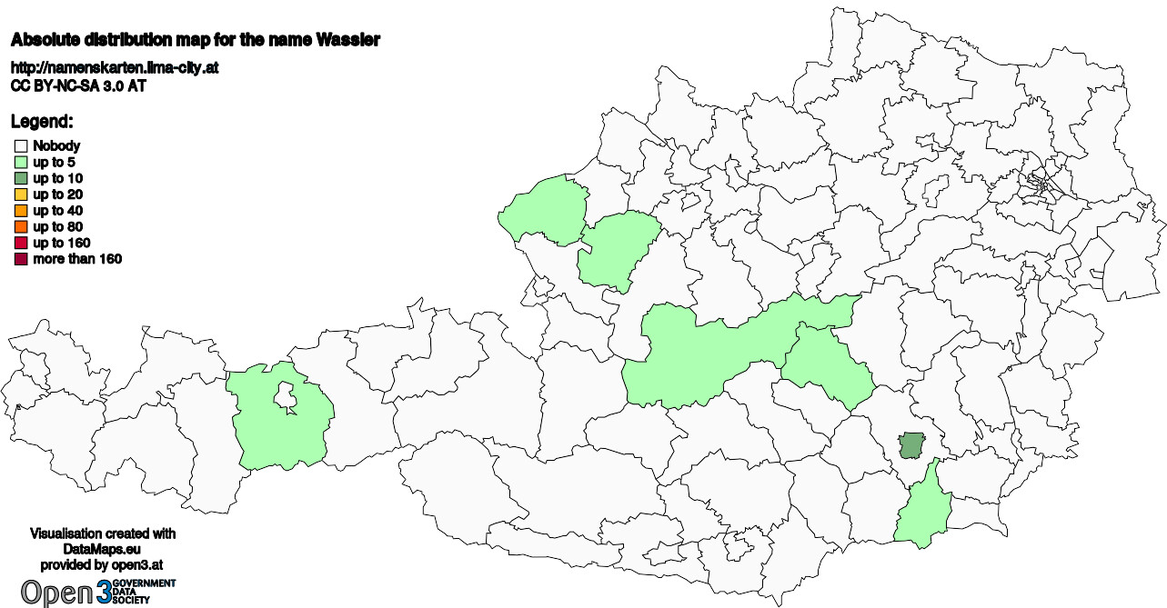 Absolute Distribution maps for surname Wassler