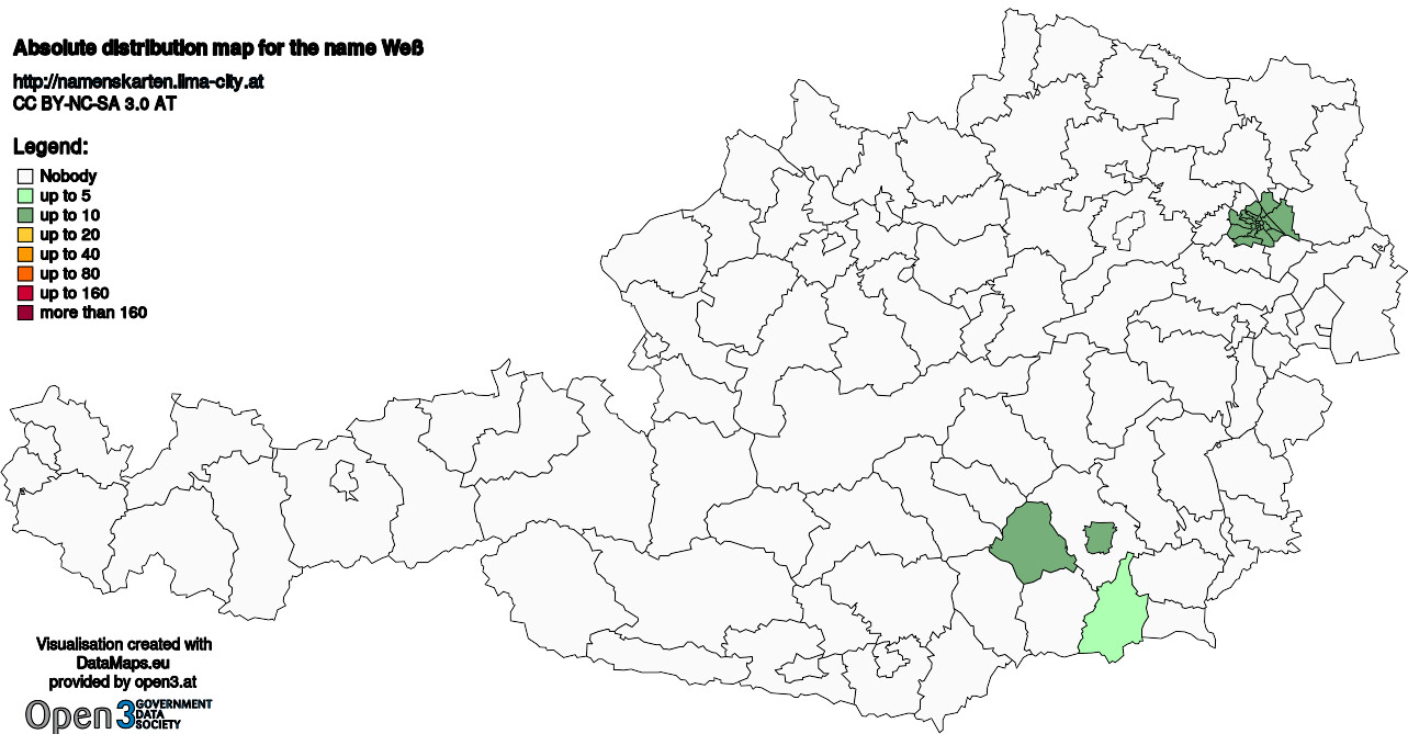 Absolute Distribution maps for surname Weß