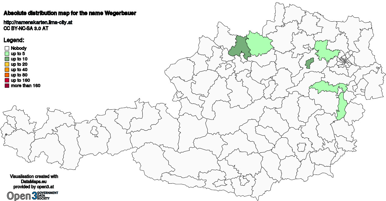 Absolute Distribution maps for surname Wegerbauer