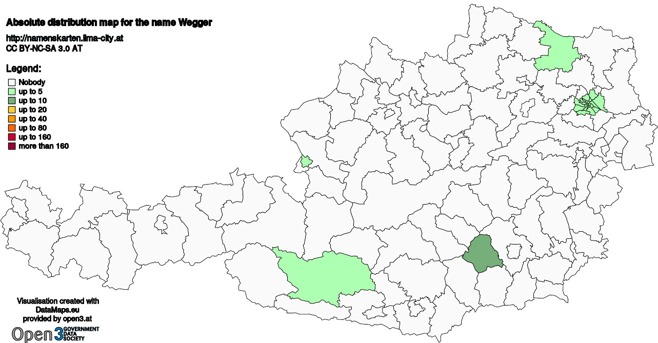 Absolute Distribution maps for surname Wegger