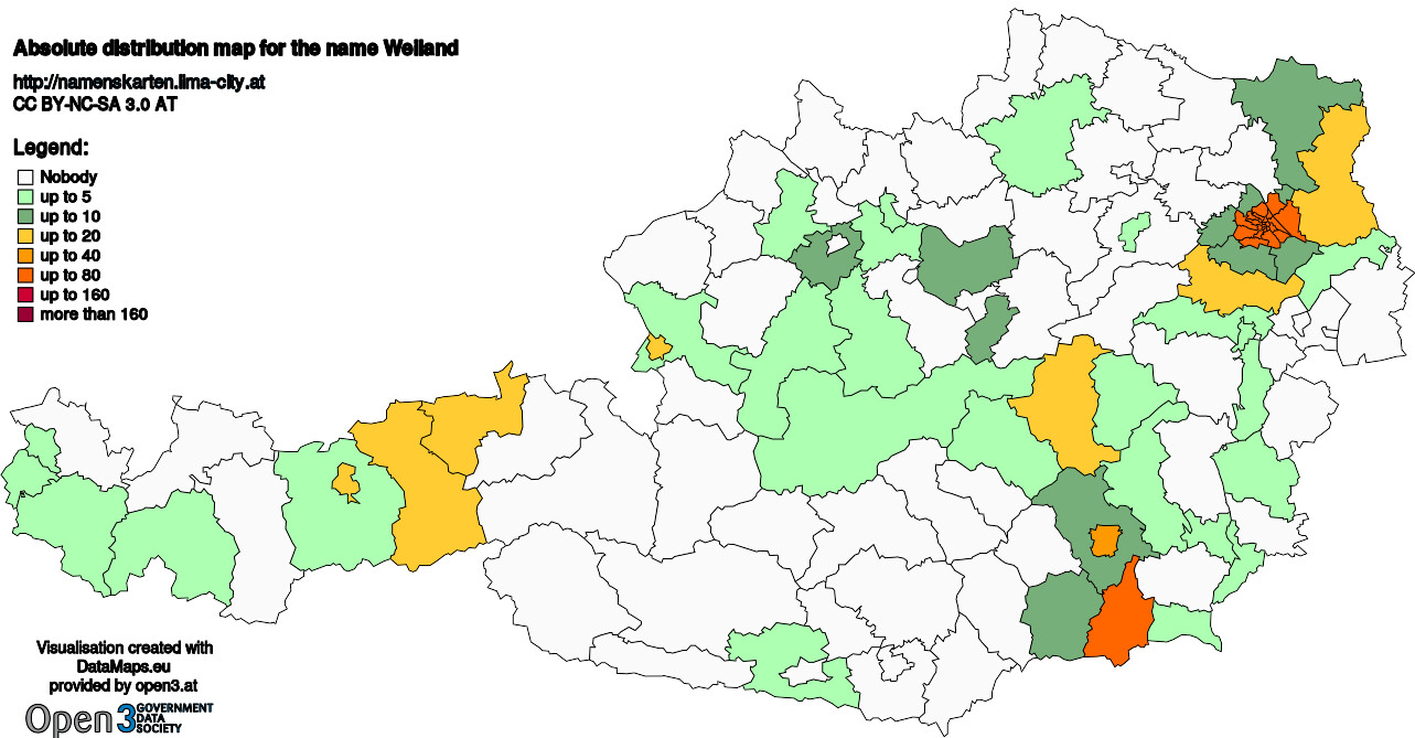 Absolute Distribution maps for surname Weiland