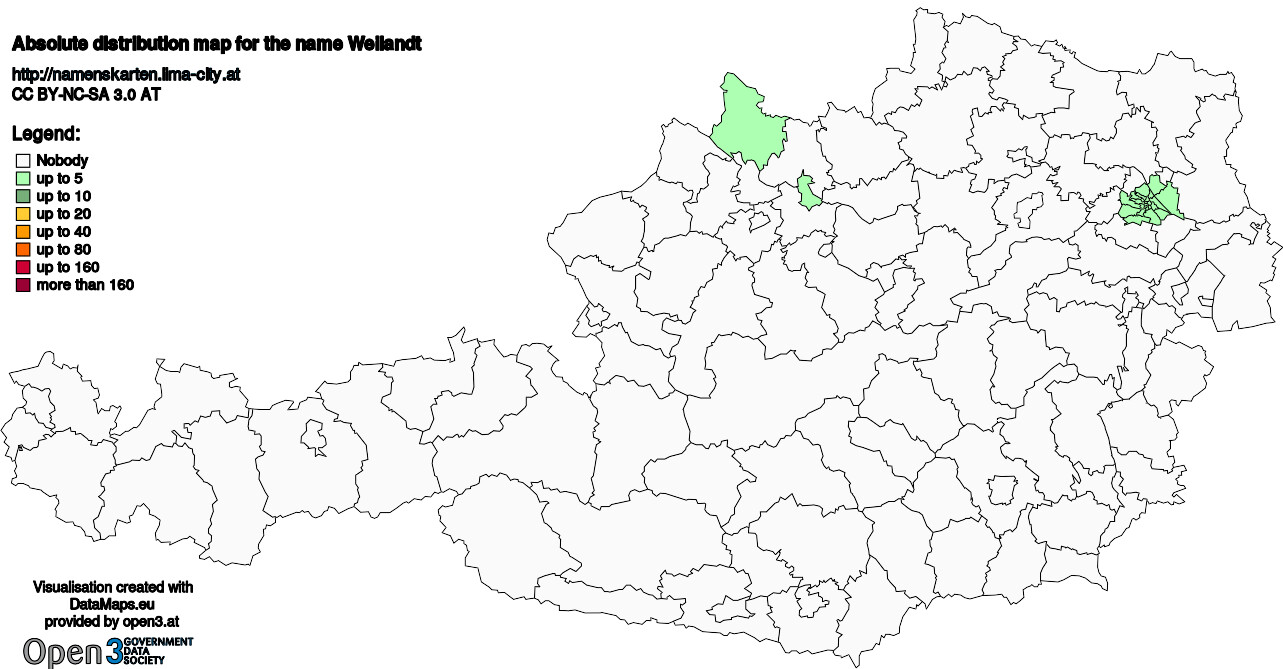 Absolute Distribution maps for surname Weilandt