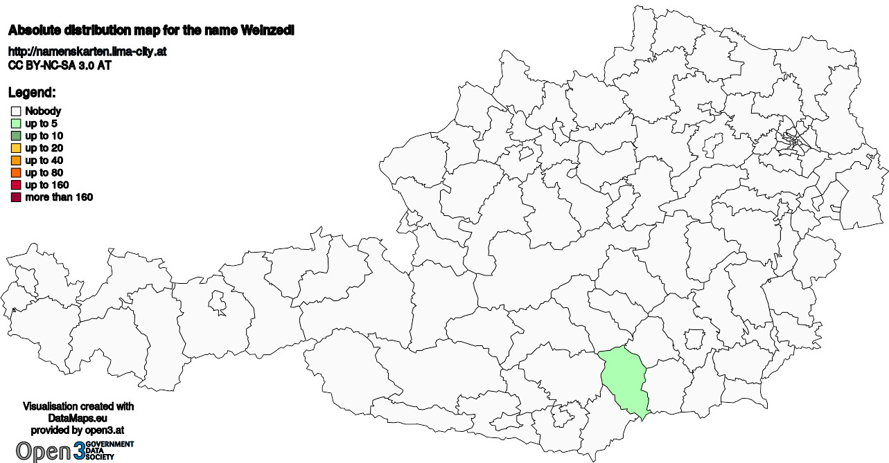 Absolute Distribution maps for surname Weinzedl