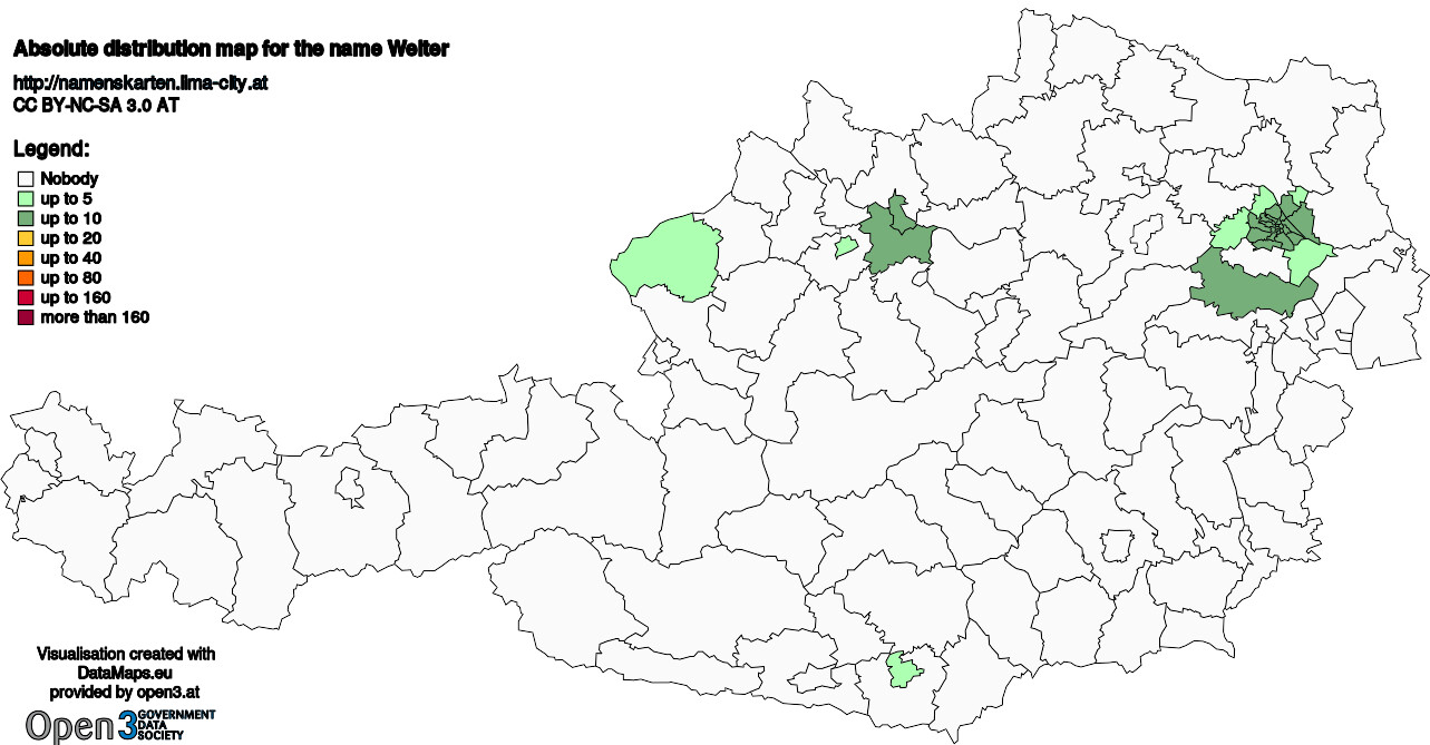 Absolute Distribution maps for surname Welter